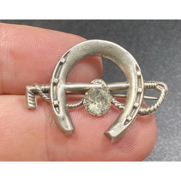 Victorian 1900 English Arthur Johnson Smith Sterling Silver Horseshoe Brooch Pin